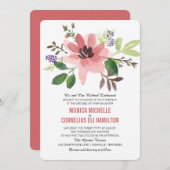 Waterverf Roze Bloemuitbarsting | Bruiloft Kaart (Voorkant / Achterkant)