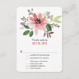 Waterverf Roze Bloemuitbarsting | Bruiloft RSVP Kaartje