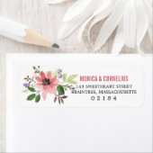 Waterverf Roze Bloemuitbarsting | Retouradres Etiket (Insitu)