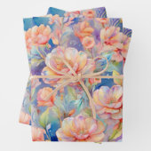 Waterverf roze bloemzacht pastel inpakpapier vel (In situ)