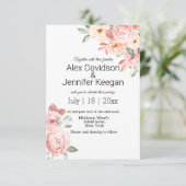 waterverf roze bloesachtige achtergrond bruiloft kaart (Staand voorkant)