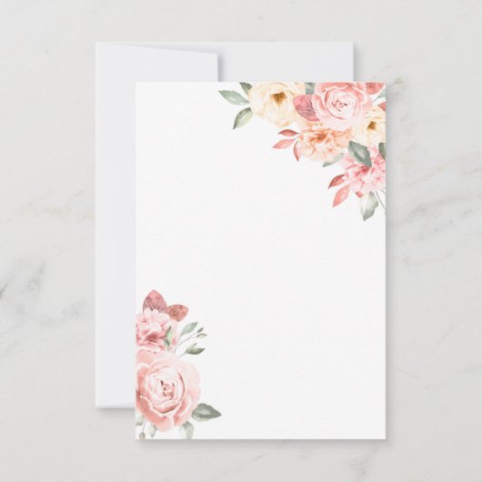 waterverf roze bloesachtige achtergrond bruiloft kaart (Achterkant)