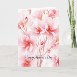 Waterverf Roze Bloesem Moederdag Kaart