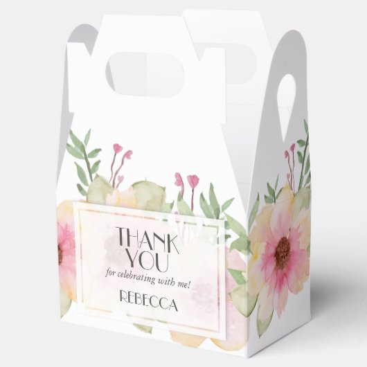 Waterverf Roze bloesems Bedankt Bedankdoosjes (Geopend)