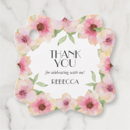 Waterverf Roze bloesems Bedankt Bedankjes Labels