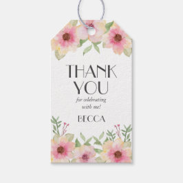 Waterverf Roze bloesems Dank je cadeau Labels Cadeaulabel