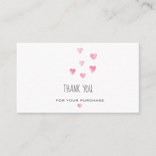 Waterverf roze bloesharten simpel bedankt informatiekaartje (Voorkant)