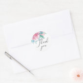 Waterverf roze bloesse bruiloft bedankt ronde sticker (Envelop)
