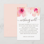 Waterverf roze bloesse bruiloft goed informatiekaartje (Voorkant / Achterkant)