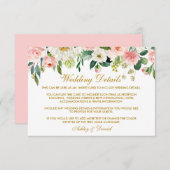 Waterverf Roze bloesse bruiloft goud Informatiekaartje (Voorkant / Achterkant)