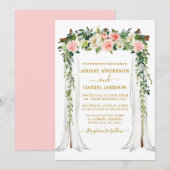 Waterverf Roze bloesse bruinkoolvis goud Kaart (Voorkant / Achterkant)