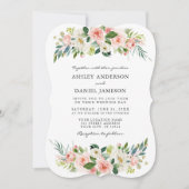 Waterverf Roze bloesse elegante bruiloft Kaart (Voorkant)