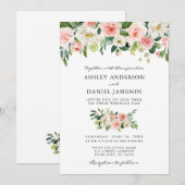 Waterverf Roze bloesse elegante bruiloft W Kaart (Voorkant / Achterkant)