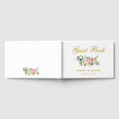 Waterverf Roze bloesse gouden bruiloft Gastenboek (Volledig)