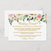 Waterverf Roze bloesse gouden bruiloft Informatiekaartje (Voorkant / Achterkant)
