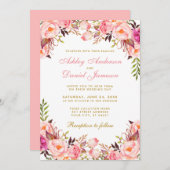 Waterverf Roze bloesse gouden bruiloft Kaart (Voorkant / Achterkant)