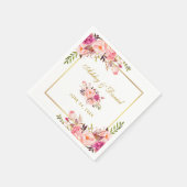 Waterverf Roze bloesse gouden bruiloft Servet (Hoek)