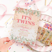 Waterverf Roze Bloom Twin Girl Baby shower