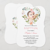 Waterverf Roze Blosems Bloemen Bloem Foto Doop Kaart (Voorkant / Achterkant)