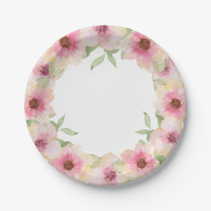 Waterverf Roze Blosems Bloemen Papieren Bordje
