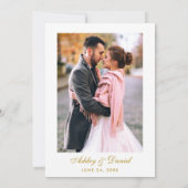 Waterverf Roze blozen Floral Foto Gold Wedding Kaart (Achterkant)