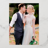 Waterverf Roze blozen Floral Foto Weddenschap Gold Folie Uitnodiging (Achterkant)