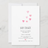 Waterverf roze blozen harten simpel baby shower kaart (Voorkant)