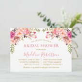 Waterverf Roze blozen Vrijgezellenfeest Gold Kaart (Staand voorkant)