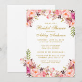 Waterverf Roze blozen Vrijgezellenfeest Gold Kaart (Voorkant / Achterkant)