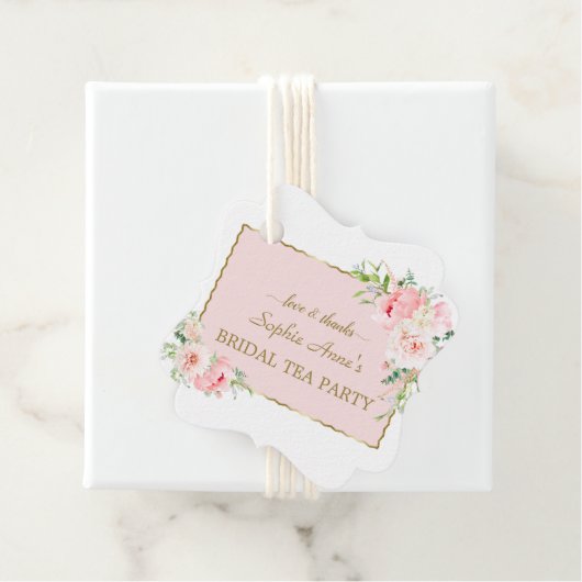 Waterverf Roze Blozende Bloemen Gouden Bruiloft Th Bedankjes Labels (In situ)