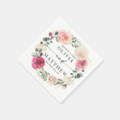 Waterverf roze blozende rozen. Bloemetuin bruiloft Servet (Hoek)
