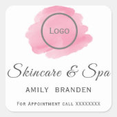 Waterverf roze blub Tekst Spa Vierkante Sticker (Voorkant)