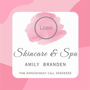 Waterverf roze blub Text Spa Vierkante Sticker