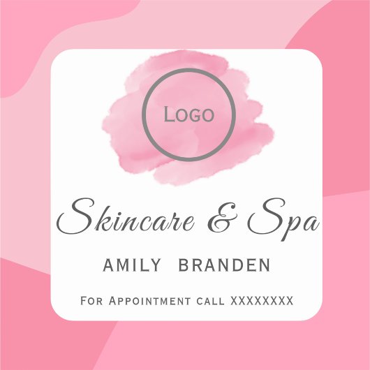 Waterverf roze blub Text Spa Vierkante Sticker