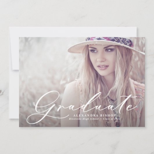 Waterverf Roze & Blue Hydrangeas Foto Afstuderen Kaart (Voorkant)