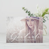 Waterverf Roze & Blue Hydrangeas Foto Afstuderen Kaart (Staand voorkant)