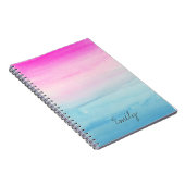 Waterverf Roze Blue Ombre | Jouw namen toevoegen Notitieboek (Rechterzijde)