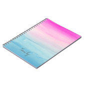 Waterverf Roze Blue Ombre | Jouw namen toevoegen Notitieboek (Linkerzijde)