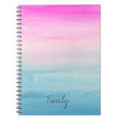 Waterverf Roze Blue Ombre | Jouw namen toevoegen Notitieboek (Voorkant)