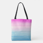 Waterverf Roze Blue Ombre | Monogram Tote Bag (Achterkant)