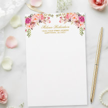 Waterverf Roze Blush Bloem Goud Persoonlijk 