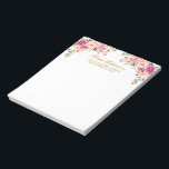 Waterverf Roze Blush Bloemen Goud Gepersonaliseerd Notitieblok<br><div class="desc">Elegant Waterverf Pink Blush Floral Gold gepersonaliseerd Briefpapier Notitieblok bevat prachtige roze rozen.</div>