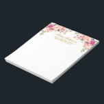 Waterverf Roze Blush Bloemen Goud Gepersonaliseerd Notitieblok<br><div class="desc">Elegant Waterverf Pink Blush Floral Gold gepersonaliseerd Briefpapier Notitieblok bevat prachtige roze rozen.</div>