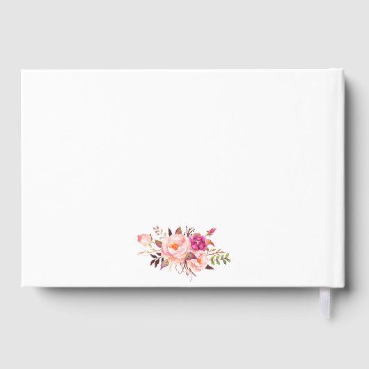 Waterverf Roze Blush Bloemen Goud Vrijgezellenfees Gastenboek (Achterkant)