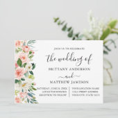 Waterverf Roze Blush Bloemen Salie Groen Bruiloft Kaart (Staand voorkant)