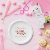 Waterverf Roze Blush Bloemen Vrijgezellenfeest Papieren Bordje (Feest)