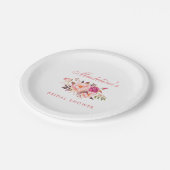 Waterverf Roze Blush Bloemen Vrijgezellenfeest Papieren Bordje (Gekanteld)