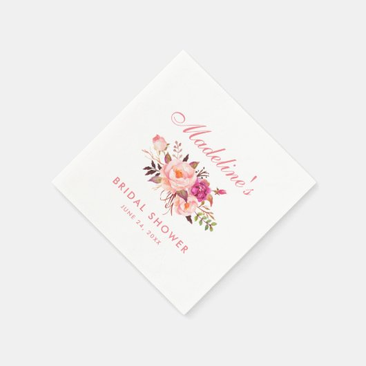 Waterverf Roze Blush Bloemen Vrijgezellenfeest Servetten (Hoek)