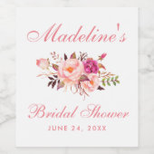 Waterverf Roze Blush Bloemen Vrijgezellenfeest Wijn Etiket