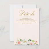 waterverf roze blush blooms bruiloft details kaart (Voorkant)